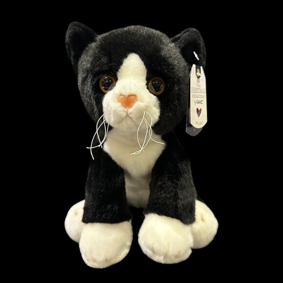 Ganz Heritage Collection Cat Plush, Black & White Stuffed Animal with Heart Nose - Picture 2 of 7